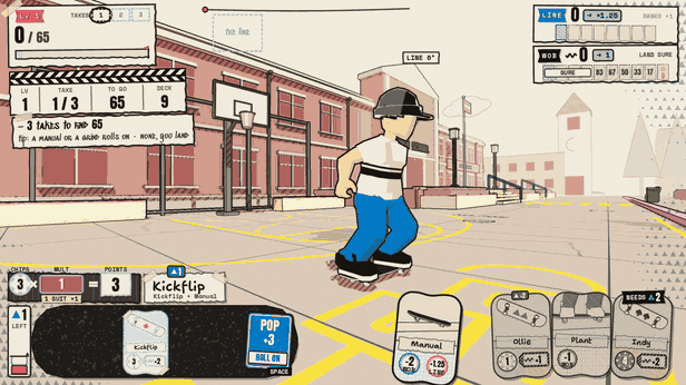 A Kickflip into a Manual, a Body Varial into a Nose Manual, a nollie Kickflip into a 50-50.